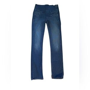 Spanx The Signature Straight Jeans Sz 8 Dark Wash High Waisted 4 Way Stretch